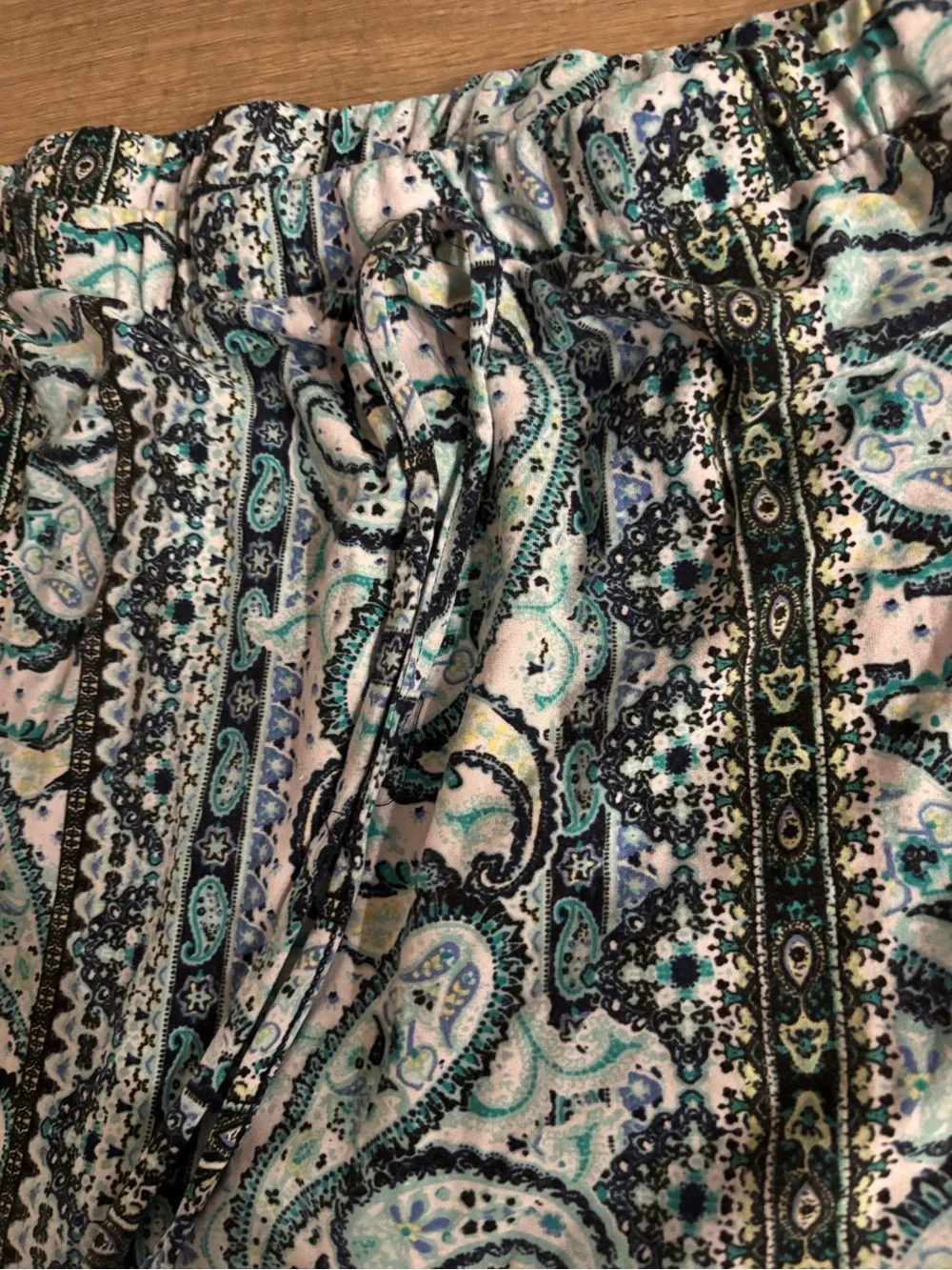 Bobbie Brooks Teal, Black and White Paisley Athletic Shorts